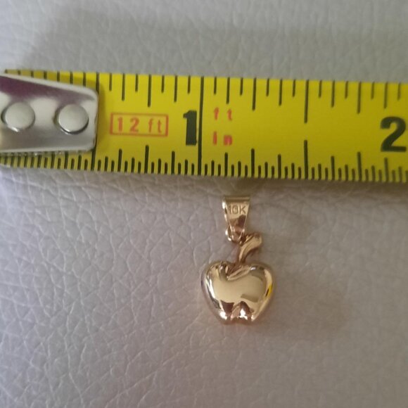 10k Solid Yellow Gold Apple Charm Pendant - Picture 8 of 8